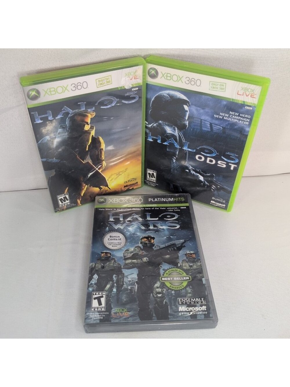 Halo Game Lot ODST WARS HALO 3 Tested Working Manuals Case Bungie Xbox 360